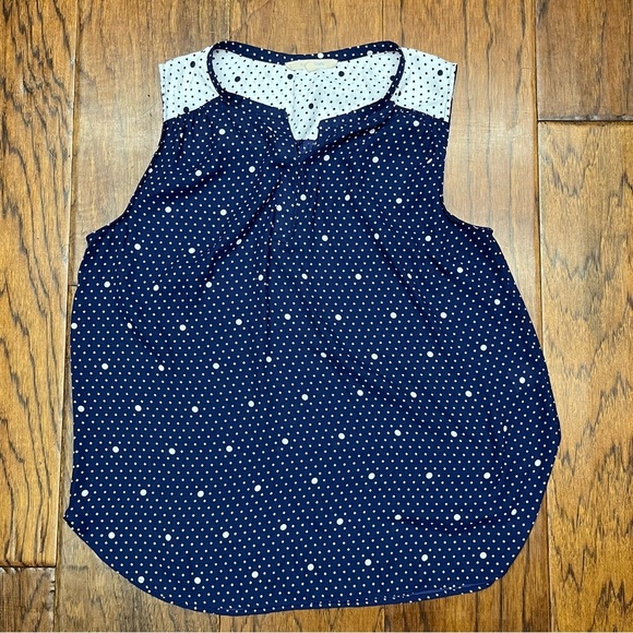 41 Hawthorn Tops - 41 Hawthorn Blue and White Sleeveless Tank Top with Polka Dot Design